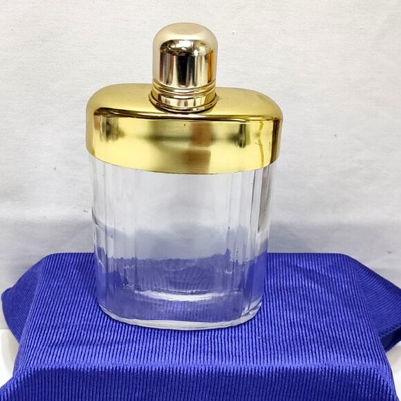 Comoy Of London Flask Gold Tone Glass w/ Leather Case Elegant Barware Vintage - Picture 8 of 14